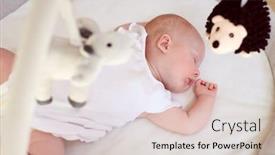  Presentation with sleeping baby - Amazing presentation theme having baby girl sleeping on mat beneath mobile at home backdrop and a lemonade colored foreground