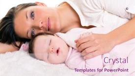  Presentation with sleeping baby - Amazing slide deck having view of the electrical substation in the territory of enna backdrop and a light blue colored foreground