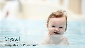  Presentation with baby girl - Audience pleasing slide deck consisting of baby girl swimming backdrop and a sky blue colored foreground