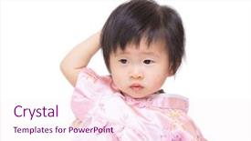  Presentation with baby girl - Audience pleasing presentation theme consisting of baby girl touching her head backdrop and a pink colored foreground