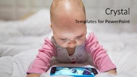  Presentation with baby girl - Audience pleasing theme consisting of baby girl watching cartoon backdrop and a coral colored foreground