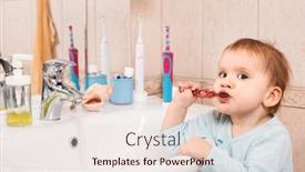  Presentation with baby teeth - Presentation design consisting of baby-girl-wearing-blue-sleepers background and a lemonade colored foreground