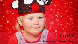  Presentation with baby girl - Slides having baby girl wearing funny rudolph background and a red colored foreground