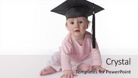  Presentation with graduation white cap - Presentation theme having girl with a graduation cap background and a soft green colored foreground