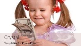  Presentation with baby girl - Slides featuring baby-girl-with-money-dollar background and a coral colored foreground