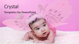  Presentation with happy birthday baby - Amazing slides having baby girl with pink butterfly backdrop and a lavender colored foreground
