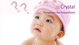  Presentation with baby girl - PPT theme enhanced with baby girl with question mark background and a pink colored foreground