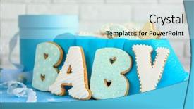  Presentation with baby boomer - PPT layouts enhanced with baby glazed cookies in box background and a light gray colored foreground