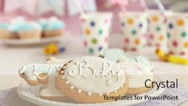  Presentation with cookies - Colorful presentation design enhanced with baby glazed cookies in plate backdrop and a lemonade colored foreground