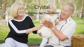  Presentation with grandma - PPT layouts enhanced with baby grandma - affectionate granddaughter and grandparents playing background and a mint green colored foreground