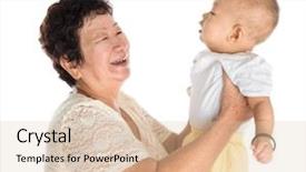  Presentation with grandma - Theme enhanced with baby grandma - asian grandmother and grandson portrait background and a lemonade colored foreground