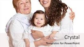  Presentation with grandma - Colorful PPT theme enhanced with baby grandma - grandmother daughter and granddaughter backdrop and a lemonade colored foreground