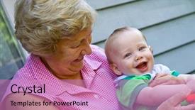  Presentation with garden - Presentation theme enhanced with baby grandma - grandmother holding happy grandson background and a coral colored foreground