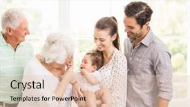  Presentation with extended family - Slide set enhanced with baby grandma - happy extended family smiling background and a lemonade colored foreground