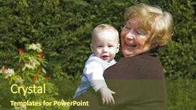  Presentation with garden - Audience pleasing presentation theme consisting of baby grandma - happy grandmother holding grandson backdrop and a tawny brown colored foreground