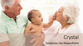  Presentation with grandma - Presentation theme enhanced with baby grandma - happy grandparents playing with their background and a soft green colored foreground