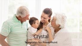  Presentation with grandparents - Beautiful presentation design featuring baby grandma - happy grandparents playing with their backdrop and a coral colored foreground
