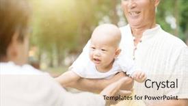  Presentation with life insurance - Slide deck enhanced with baby grandma - happy grandparents playing with their background and a lemonade colored foreground