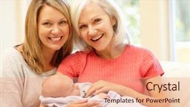  Presentation with generation family farm - PPT theme enhanced with baby grandma - multi-generation family portrait background and a coral colored foreground