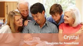  Presentation with generation z - Theme enhanced with baby grandma - multi-generation family portrait background and a coral colored foreground