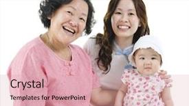  Presentation with generations - Audience pleasing theme consisting of baby grandma - portrait of happy three generations backdrop and a lemonade colored foreground