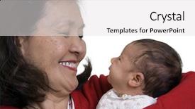  Presentation with first - PPT theme consisting of baby grandma - proud grandmother hold her new background and a white colored foreground