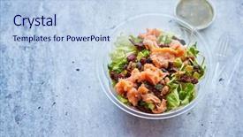  Presentation with red onion - Audience pleasing theme consisting of delicious smoked salmon take away backdrop and a sky blue colored foreground