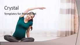  Presentation with pregnant woman - Audience pleasing PPT layouts consisting of baby gym - beautiful pregnant woman doing exercise backdrop and a pink colored foreground