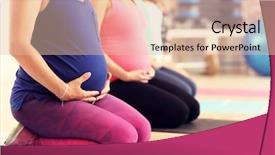  Presentation with group fitness - Colorful presentation design enhanced with baby gym - group of pregnant women backdrop and a lemonade colored foreground
