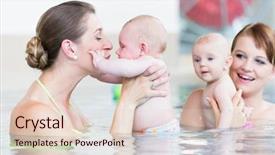  Presentation with infant - Amazing PPT theme having baby gym - newborns and their mums backdrop and a lemonade colored foreground