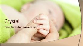  Presentation with baby - Presentation theme enhanced with baby hand gently holding adult' background and a lemonade colored foreground