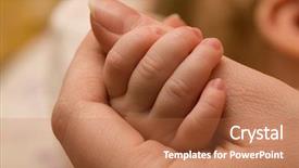  Presentation with mother baby - Slides enhanced with baby hand holding mother finger background and a  colored foreground