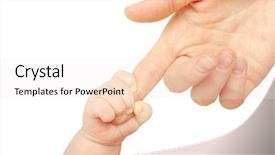  Presentation with mother baby - Presentation theme consisting of baby hand holding mother finger background and a sky blue colored foreground