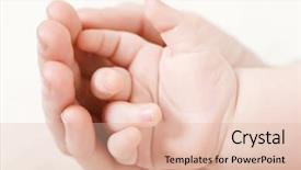  Presentation with mother baby - Cool new PPT theme with baby hand in mother hand backdrop and a lemonade colored foreground