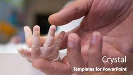  Presentation with mother baby - Beautiful presentation design featuring baby-hand-in-mother-hands backdrop and a violet colored foreground
