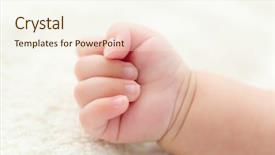  Presentation with baby - PPT theme featuring baby hand background and a cream colored foreground