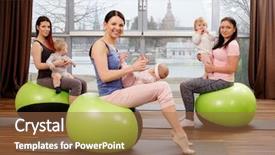  Presentation with young mothers - Cool new presentation with baby health - group of young mothers backdrop and a tawny brown colored foreground
