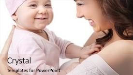  Presentation with mother twins - PPT theme featuring attractive senior woman looking up background and a lemonade colored foreground