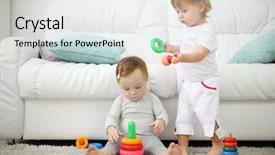  Presentation with preschool blocks kids play - Audience pleasing PPT layouts consisting of tins - closed fish or food tin backdrop and a white colored foreground