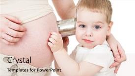 Presentation with pregnant mother - Cool new theme with baby hearing - little boy listening with can backdrop and a  colored foreground