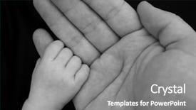  Presentation with father - Beautiful theme featuring baby holding her father's hand backdrop and a gray colored foreground