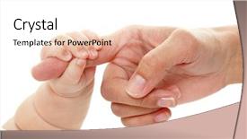 Presentation with help family - Theme having baby holds mother's finger background and a sky blue colored foreground