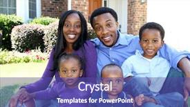  Presentation with african american church family - Amazing PPT theme having middle class - african american family together outside backdrop and a violet colored foreground