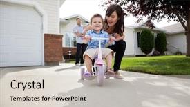  Presentation with teaching - Audience pleasing PPT layouts consisting of house husband - beautiful happy young mother teaching backdrop and a lemonade colored foreground