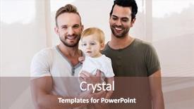  Presentation with child in a hindu home - Cool new theme with smiling gay couple with child backdrop and a tawny brown colored foreground