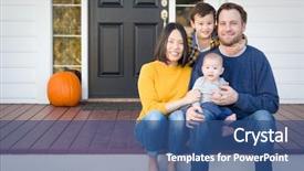  Presentation with race - PPT theme enhanced with race chinese and caucasian family background and a ocean colored foreground