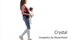  Presentation with mother baby - Cool new presentation theme with baby in a carrier backdrop and a white colored foreground
