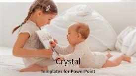  Presentation with baby book - Beautiful slide set featuring baby in bed a book backdrop and a coral colored foreground