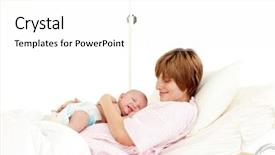  Presentation with newborn baby hospital - Audience pleasing slides consisting of baby in bed in hospital backdrop and a  colored foreground