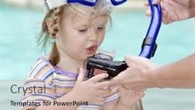  Presentation with learn - Presentation enhanced with baby-in-blue-diver-mask background and a coral colored foreground